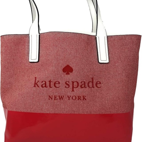 Kate Spade Ash Street Logo Tote Asphalt Red Triple Compartment - Picture 9 of 16